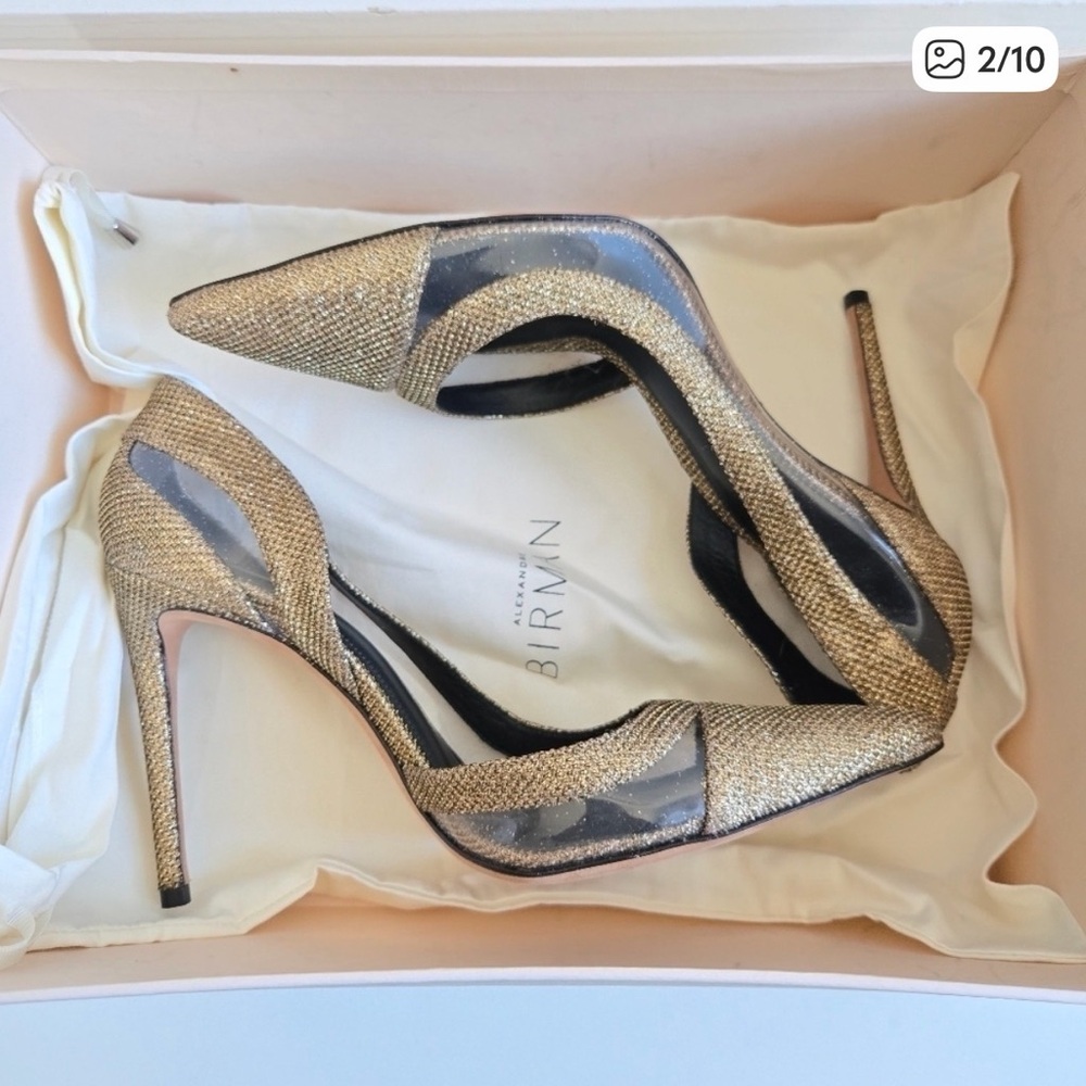 Alexandre Birman Gold Woven D'Orsay Pointed-Toe Pumps - Picture 2 of 9